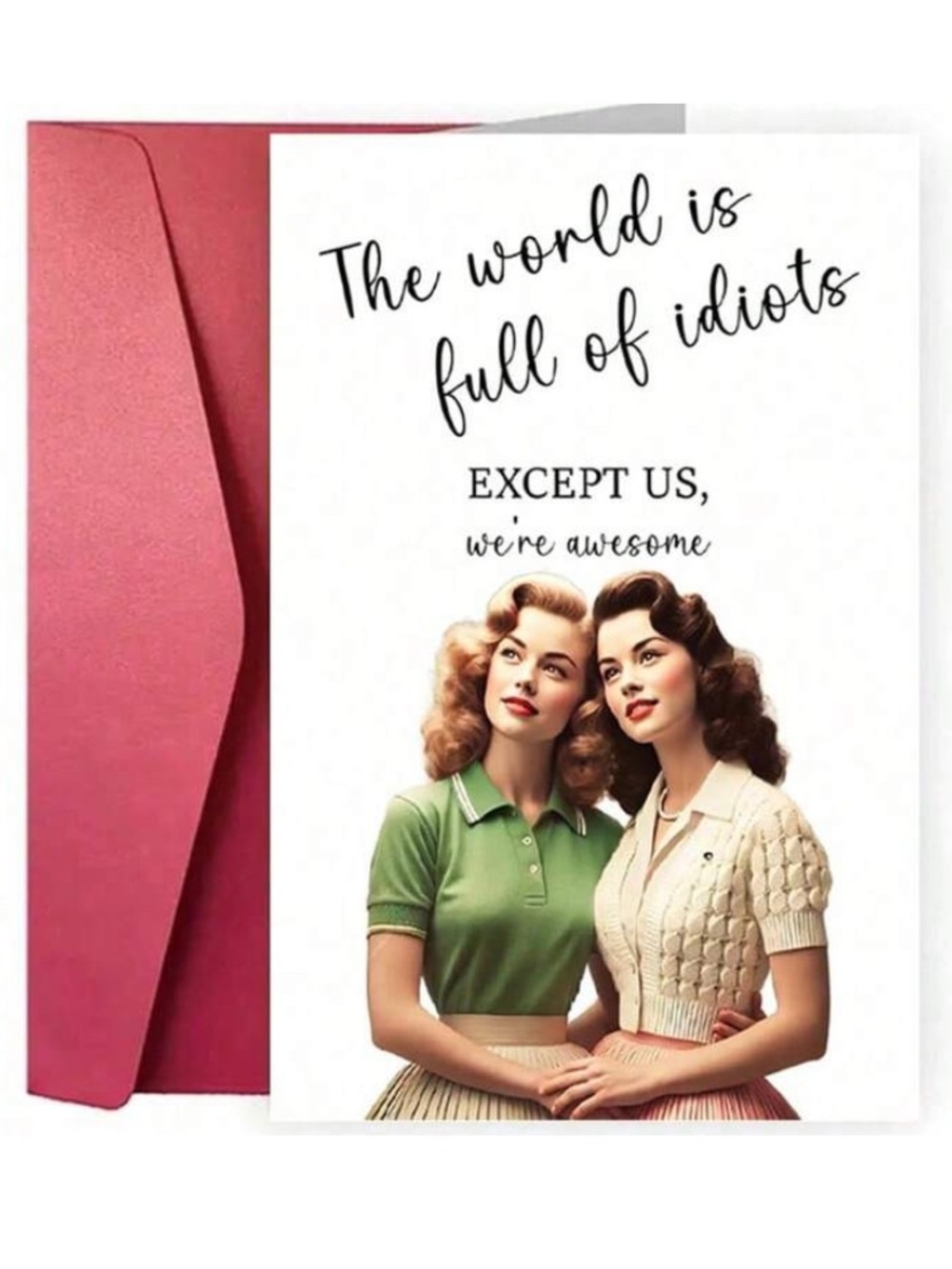Funny Retro Design Card with Red Envelope